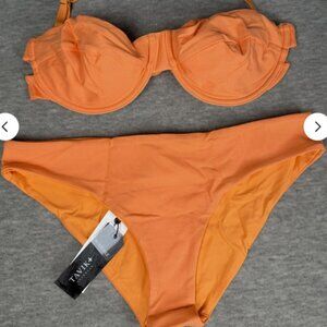 TAVIK Swimsuit Bandeau Set Charlie & Ali Color Orange NWT $110 Medium